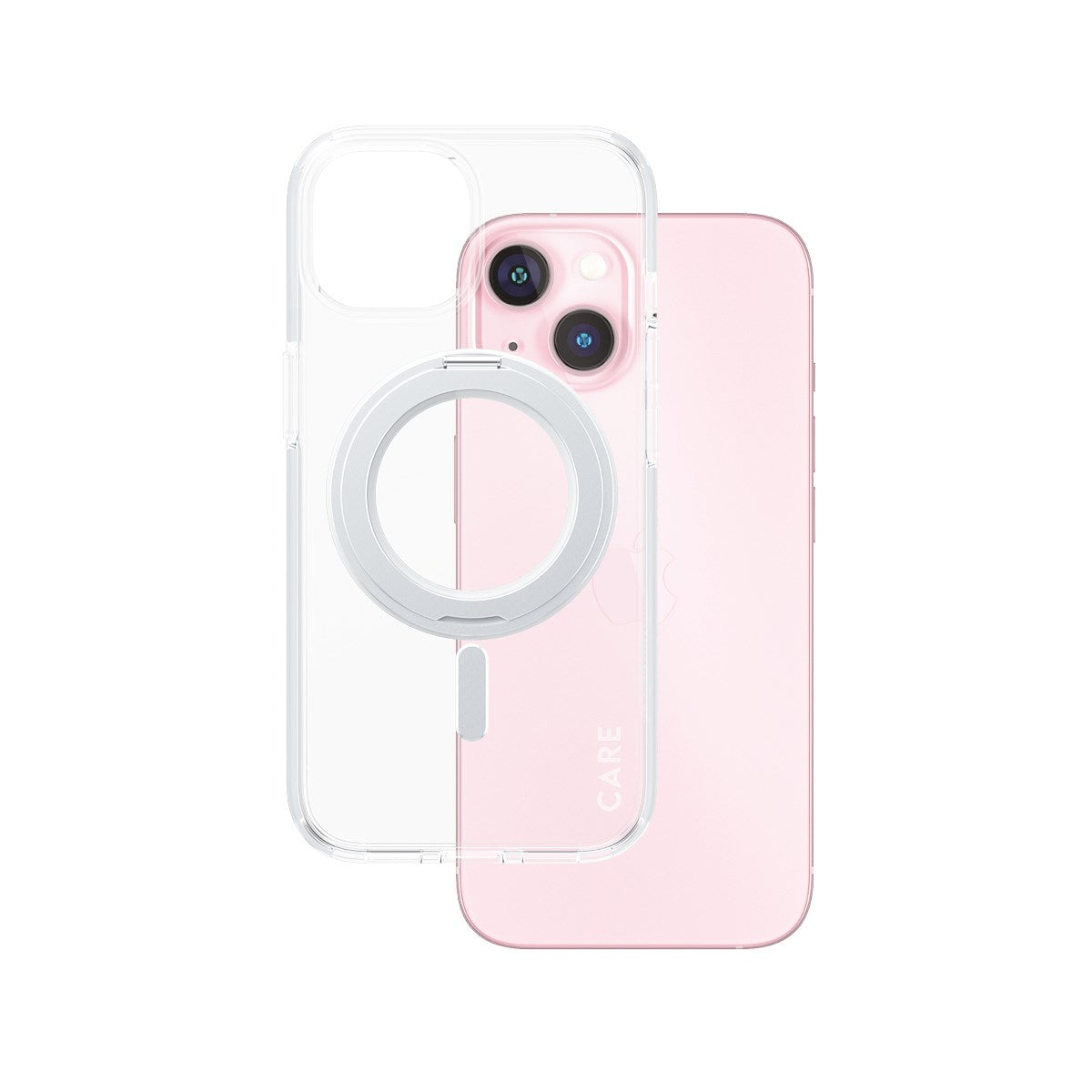 CARE by PanzerGlass® Feature Case Transparent m. Silber Kickstand & MagSafe iPhone 15